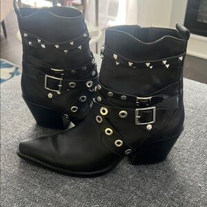 Zara Studded Black Ankle Boots